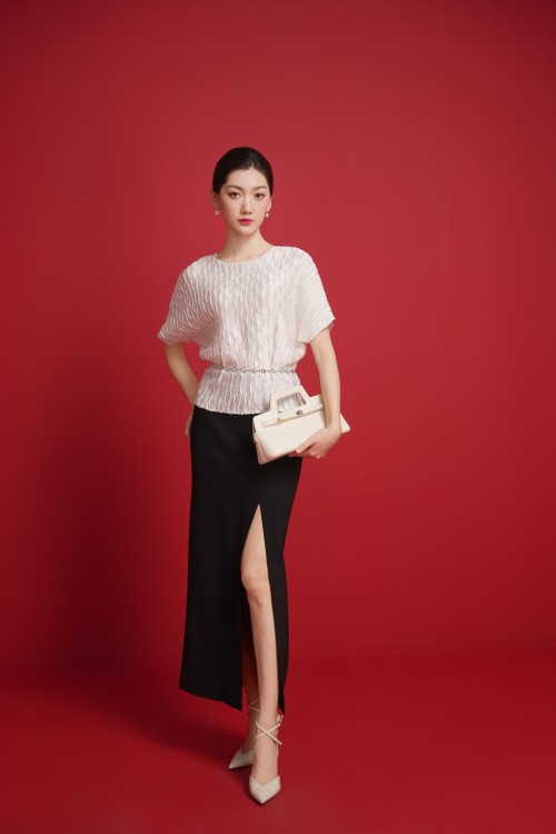 Sixdo Black Woven Loose Skirt